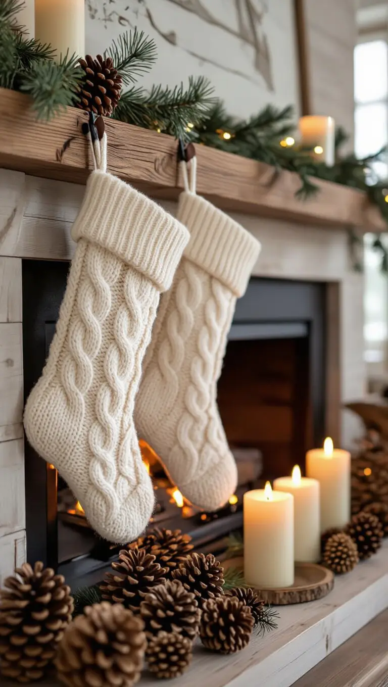 Cozy Christmas Mantel With Stockings