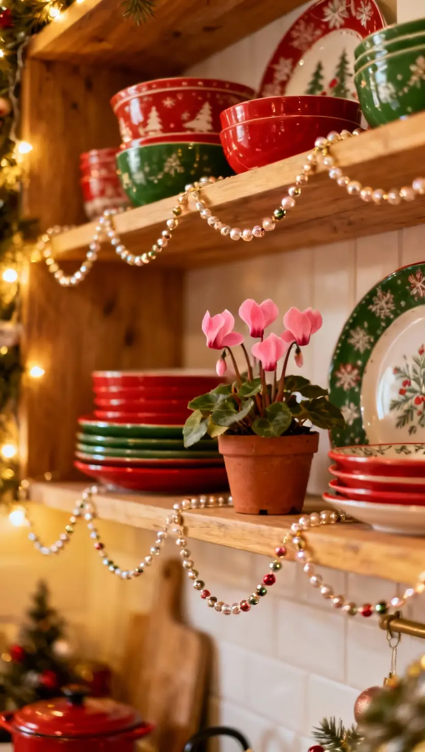Decorate Open Shelves for Christmas