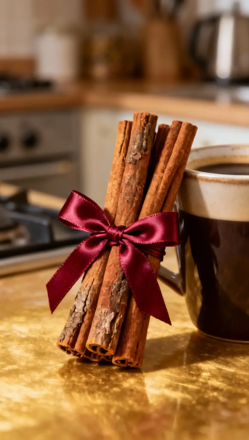 Decorate With Cinnamon Sticks Tied With Ribbon