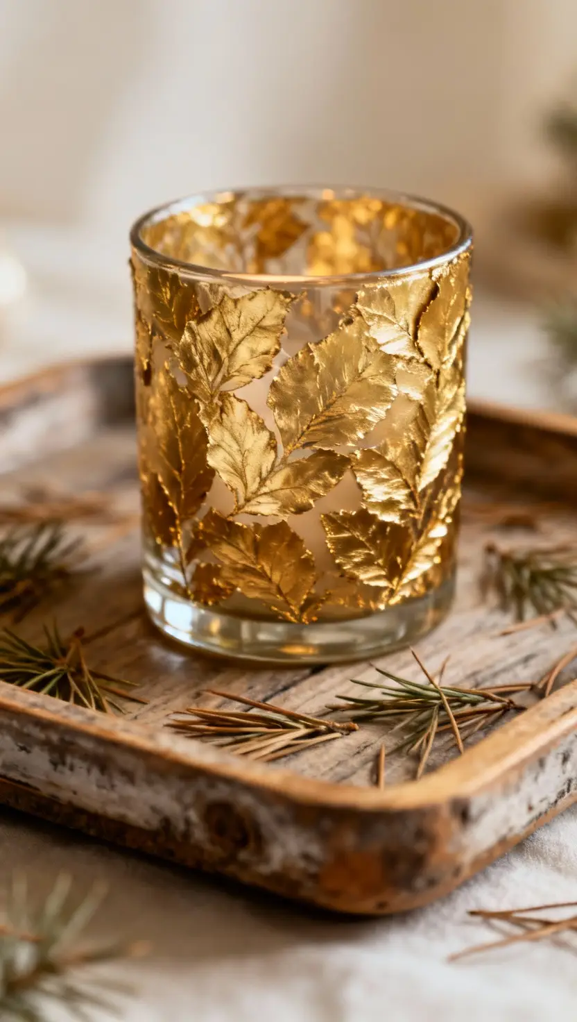 Gold Leaf Candle Holder