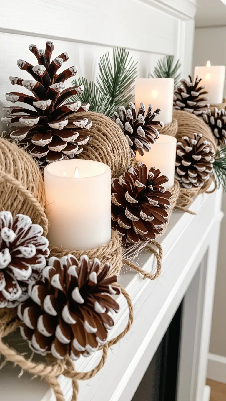 Pinecone Christmas Mantel