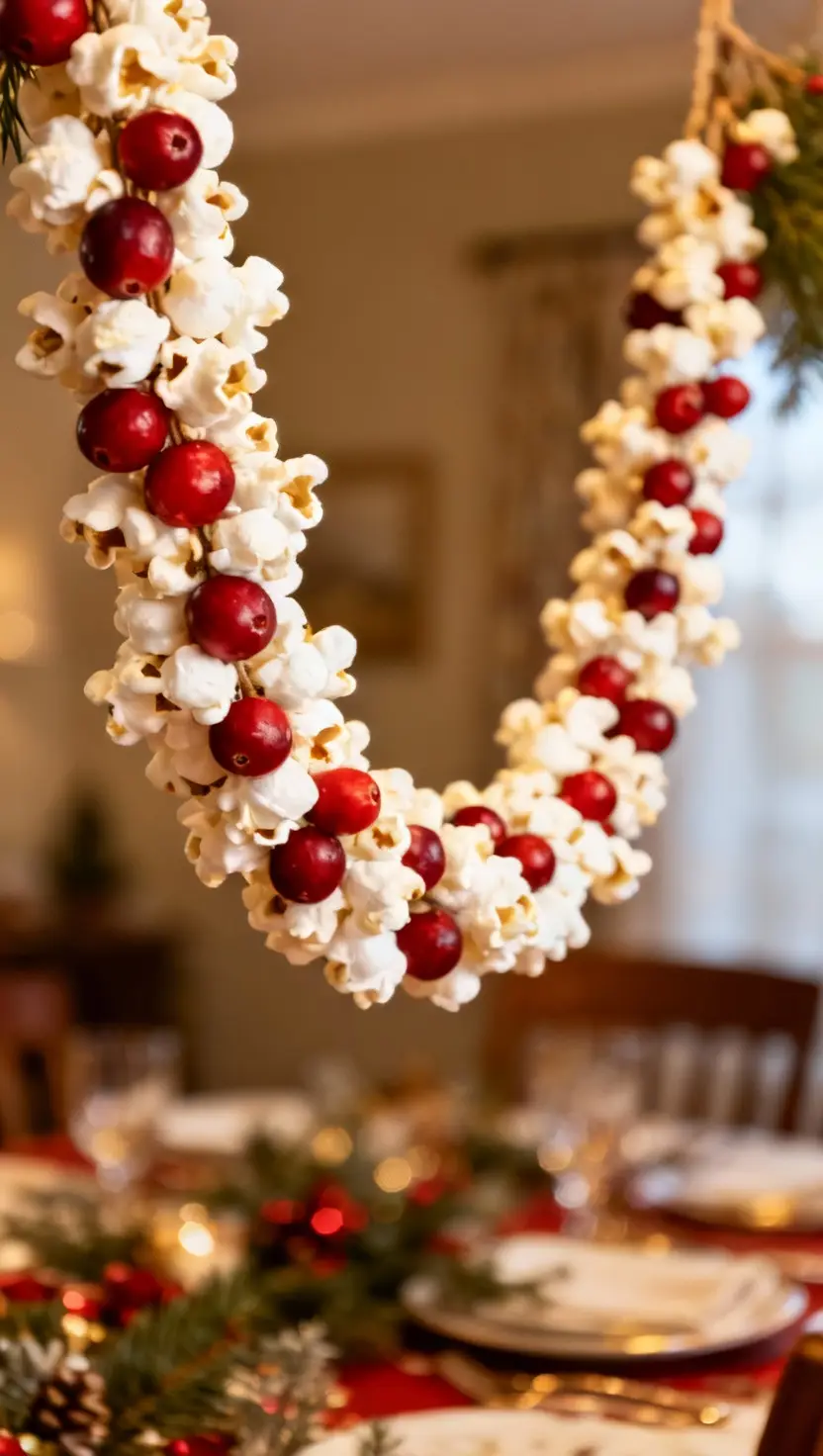 String Popcorn and Cranberries for a Natural Garland