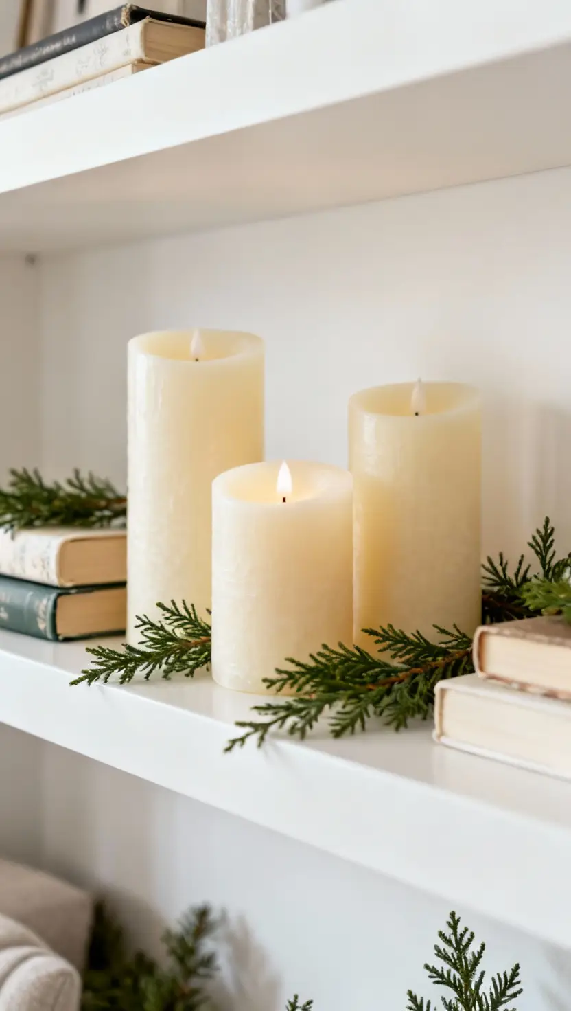 Use Battery-Operated Candles on Shelves and Tables
