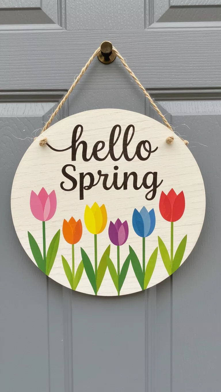 A photo of a front door with a circular wooden 